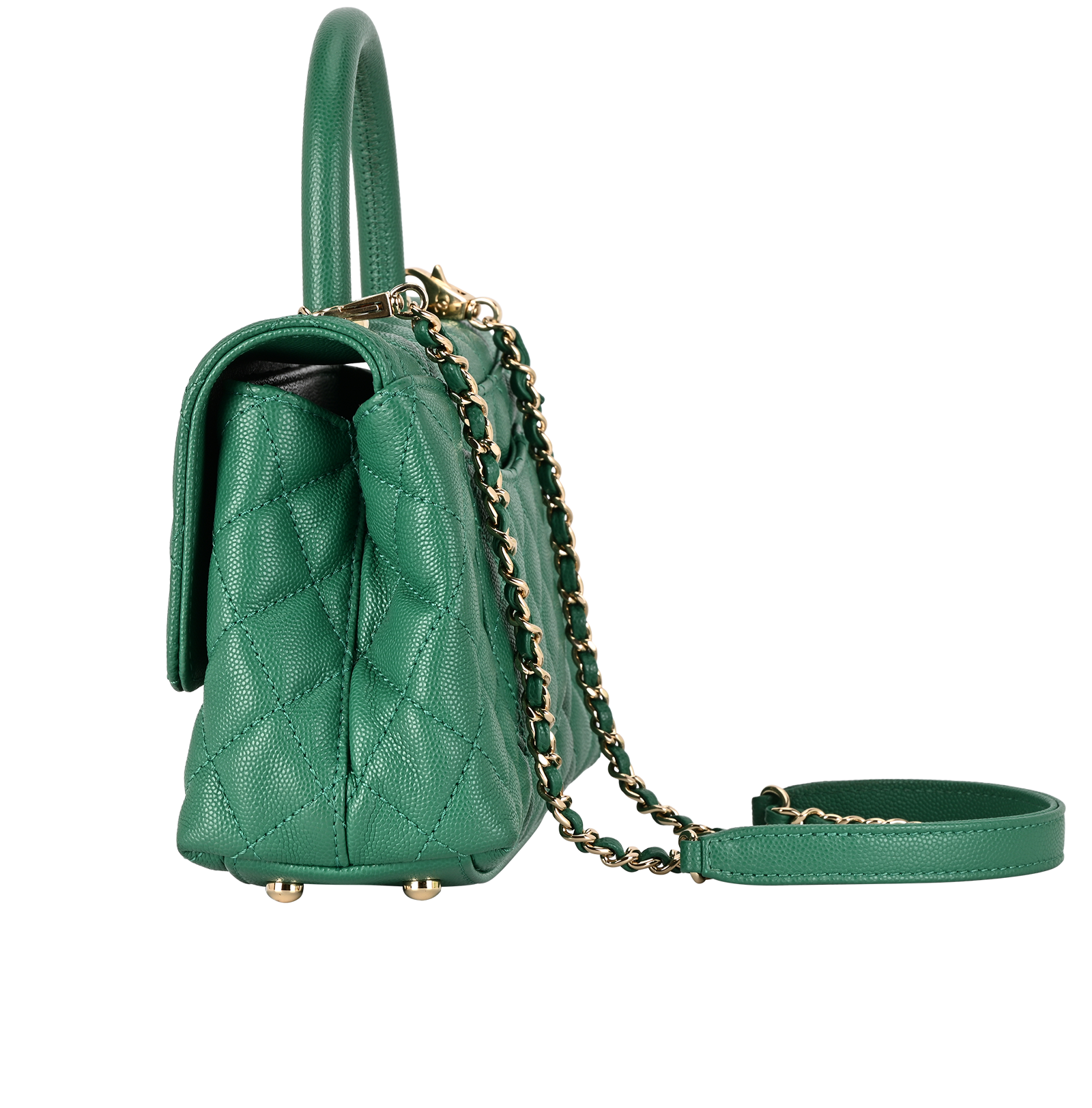 Coco Top Handle, &pound;3,600, Handbags, Green, Caviar Leather, Bottom view
